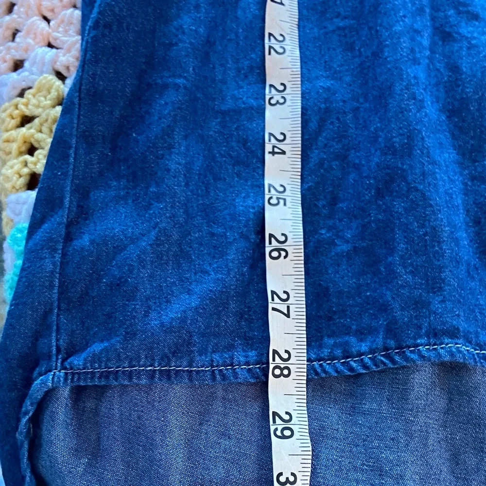 Say What? Denim Chambray High Low Tuxedo Shirttail Tunic Shirt Blouse Top Medium